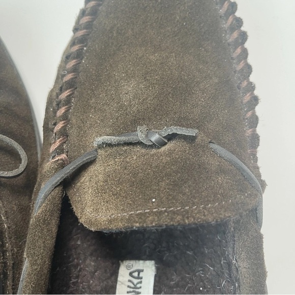 Minnetonka Men's Casey Moccasin Slippers Chocolate Sz 10 - Picture 7 of 8